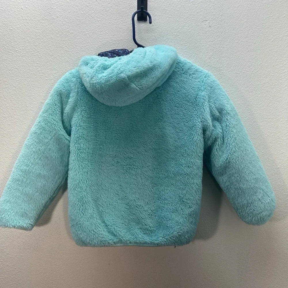 Eddie Bauer SZ 7/8 Reversible Puffer Coat Sherpa plush Hooded Winter Jacket Warm